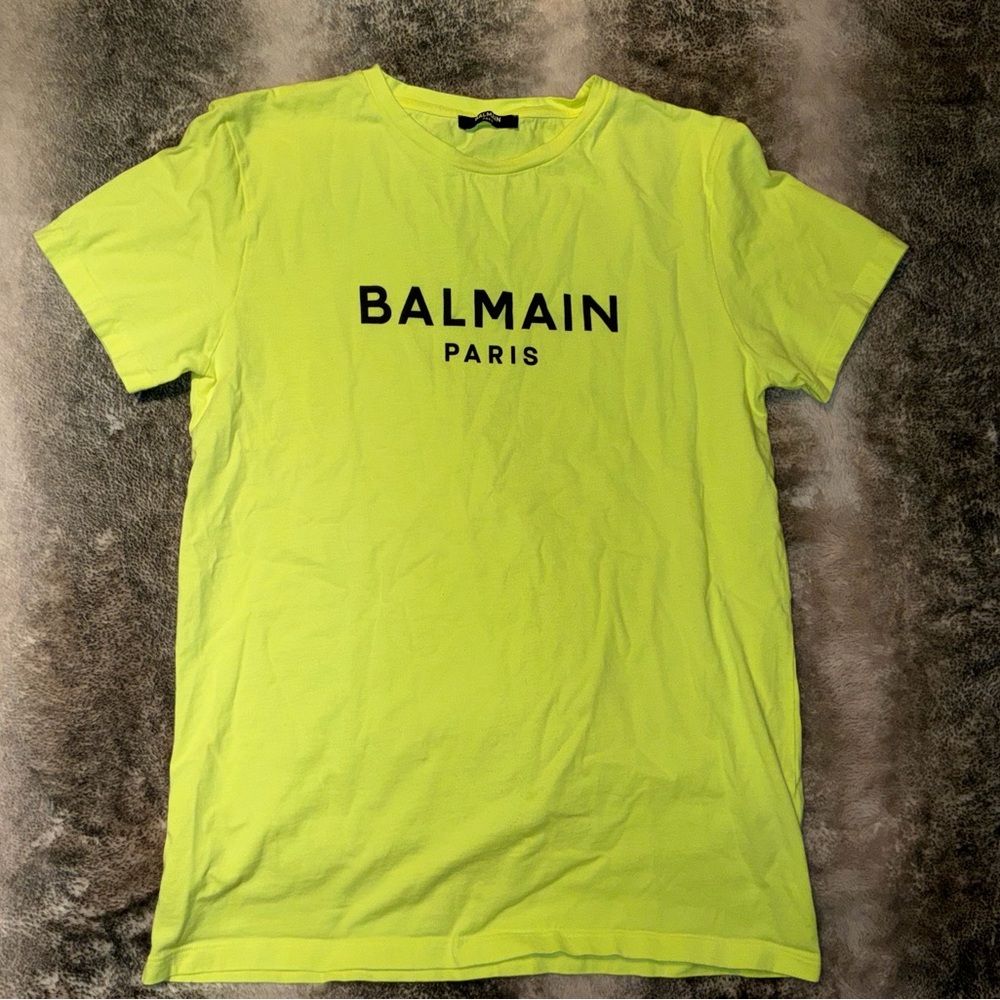Balmain Neon Green Short Sleeve Tee